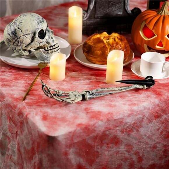 5 PCS Halloween Bloody Gauze Table Cover- 85" x 60"Bloody Handprint Rectangle - Picture 2 of 8